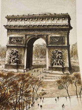 Load image into Gallery viewer, French Landmarks Arc de Triomphe, Eiffel Tower, Notre Dame Rafael Ortiz Alfau Signed