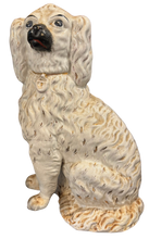 Load image into Gallery viewer, Antique Staffordshire Dog Spaniel Victorian Era Unique Pottery Figurine Seated