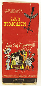 Vintage Matchbook METROPOLE CAFE NEW YORK CITY JOIN OUR COMMUNITY SING