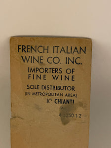 Vintage Matchbook FRENCH ITALIAN WINE BIGI 1940s NYC