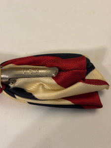 Patriotic Best Clip Vintage Bow Tie Clip-on Red White Blue Striped