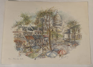 Pair of Parisian Prints by Bernadette Voz Eiffel Tower, Sacred Heart Basilica
