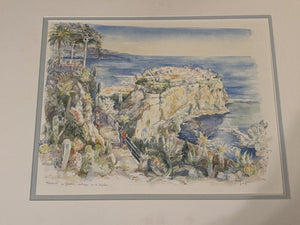Monaco Le Jardin Exotique et le Rocher, Signed Legai, in layered matte