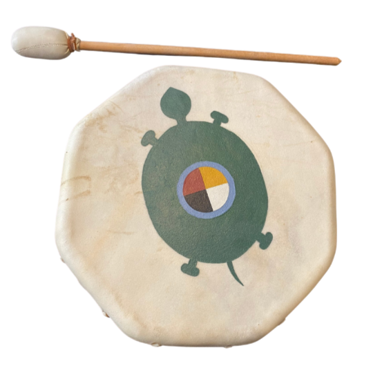 Handmade Hand Drum Four Directions Turtle Design and Mallet