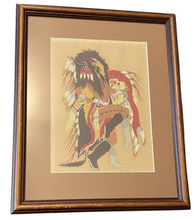 Load image into Gallery viewer, Woody Crumbo &quot;Buffalo Dancer&quot; Vintage Potawatomi Framed Art Print 17x14