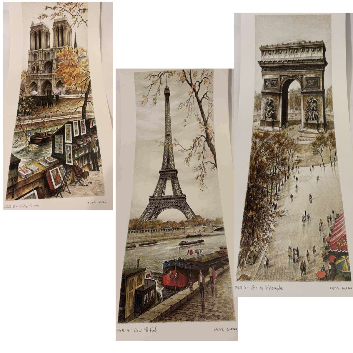 French Landmarks Arc de Triomphe, Eiffel Tower, Notre Dame Rafael