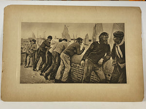 European Fishermen and Sailors Leaning on a Wall Antique Photogravure