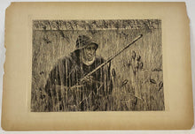 Load image into Gallery viewer, Duck Hunter in the Field Antique Wood Engraving on Tissue