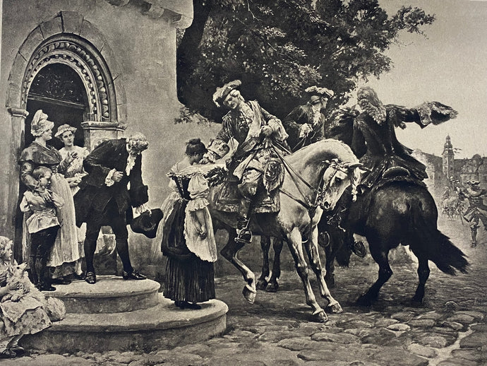 Prince Leopold says farewell on horseback to Annaliese After H. Prell