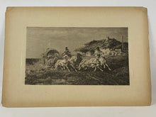Load image into Gallery viewer, After Adolf Schreyer Horse and Wagon Chase Art Antique Photogravure Print
