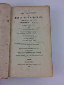 Chitty on Bills A Practical Treatise on Bills of Exchange 1821 Leatherbound Book New Edition