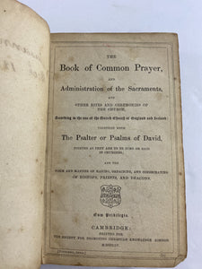 The Book of Common Prayer 1855 According to the United Church of England and Ireland