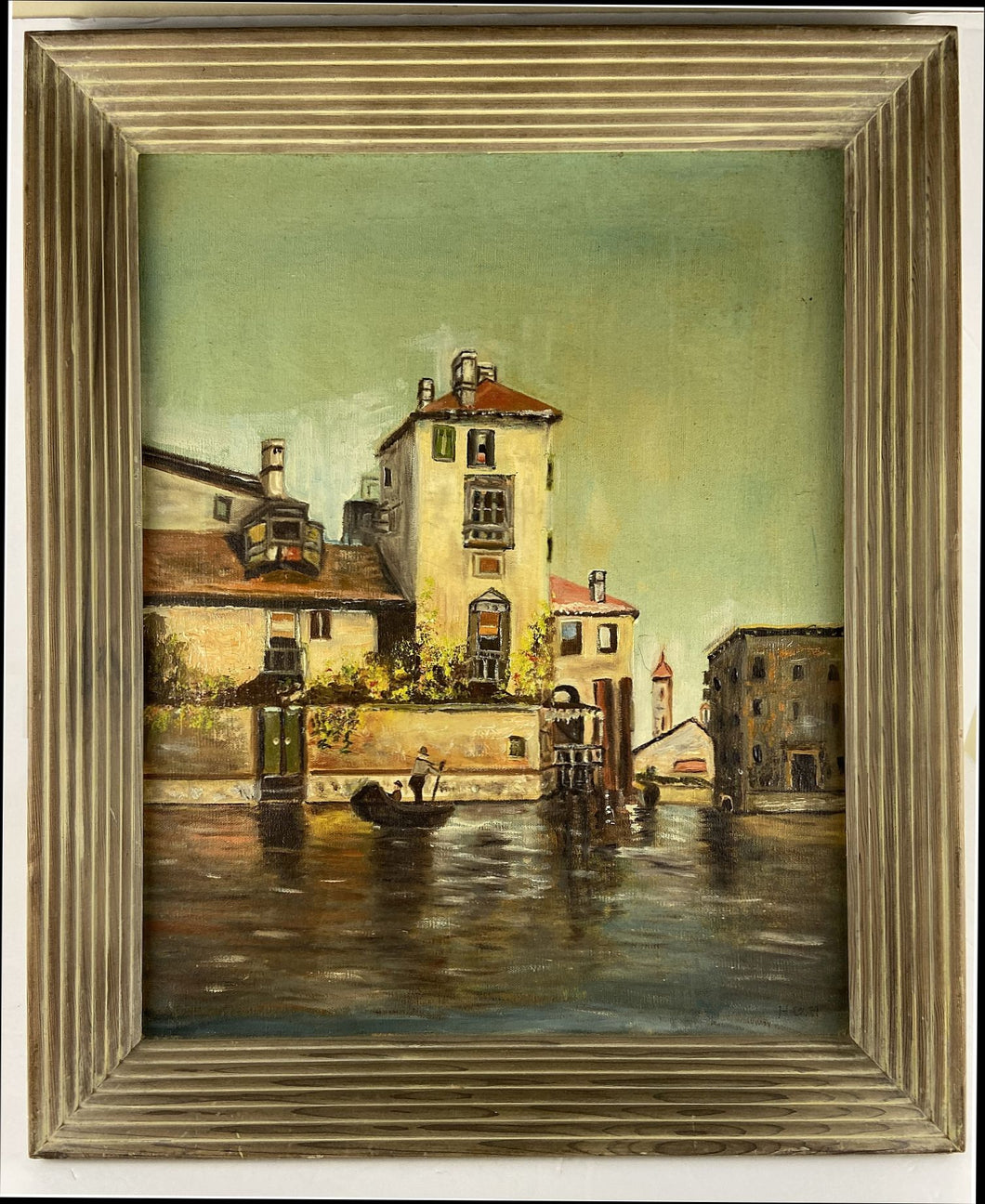 Venice Original Oil Painting on Canvas Signed Day Vintage Italian Seascape