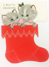 Load image into Gallery viewer, Vintage Hallmark Kittens in Stocking Christmas Card
