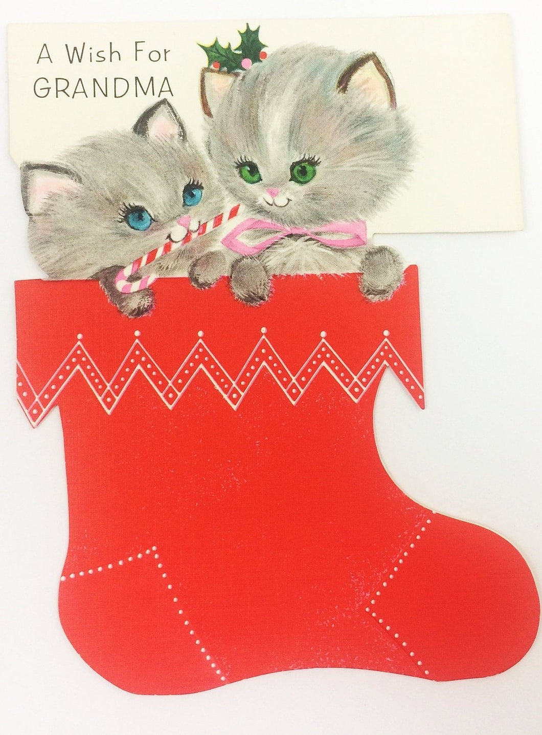 Vintage Hallmark Kittens in Stocking Christmas Card