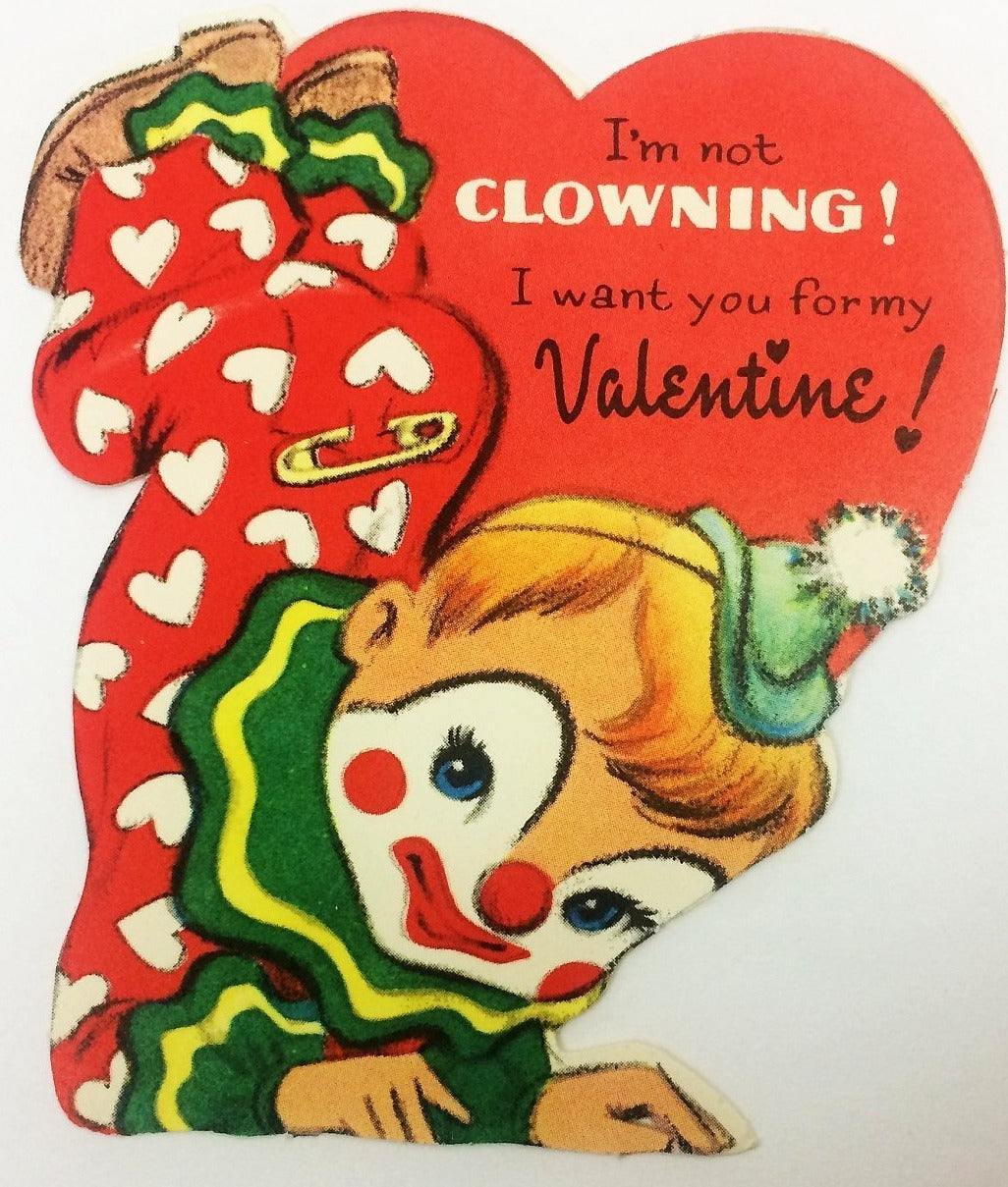 I'm Not Clowning Vintage Valentine Card