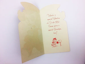 Hi Grandpa! Vintage Puppy Mailman Valentine Card 5V223
