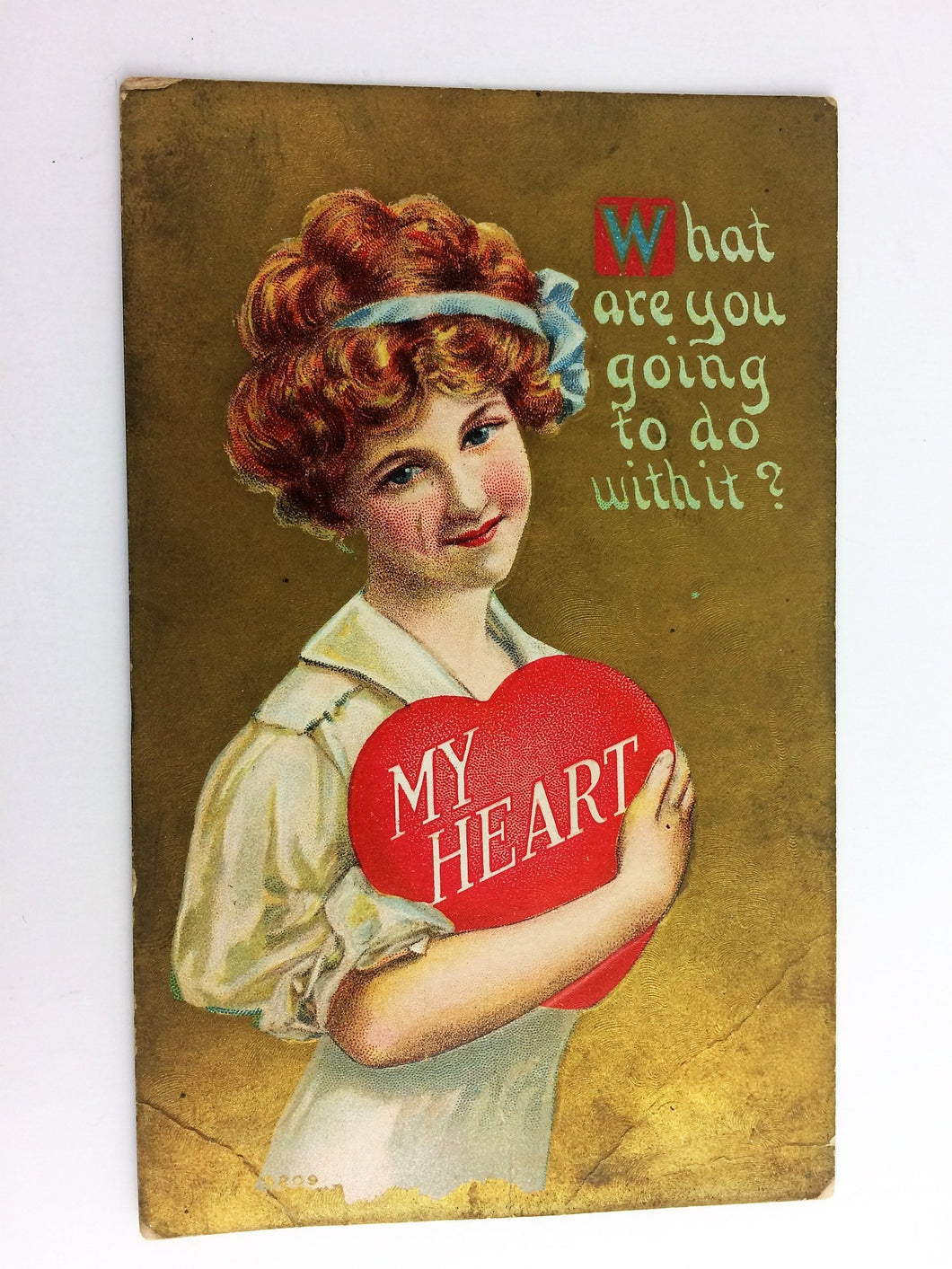My Heart Antique Valentine Postcard Greeting Early 1900's