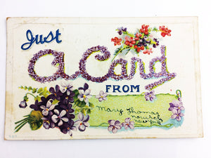 Antique Just A Card From Postcard Vintage Greeting for Friends 1910