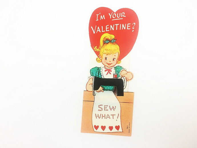Angry Seamstress Crafter Vintage Valentine Card