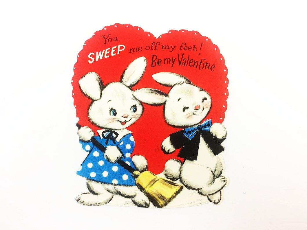 Sweep Me Off My Feet Bunny Couple Vintage Valentine